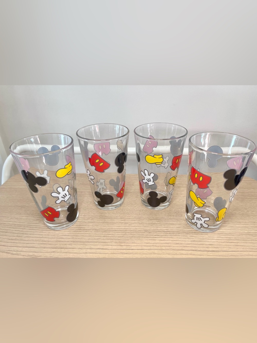 HTF Disney Mickey Mouse Icons Pint Glasses Set of 4 Scatter Print⁠